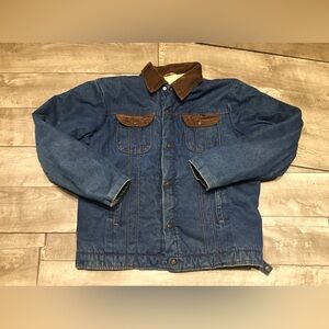 Key Imperial 70s Blue Jean Denim Insulated Trucker Chore Jacket Size XL USA Made